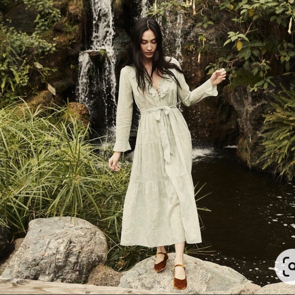 Doen Assam dress in sweet daisy mint floral - S